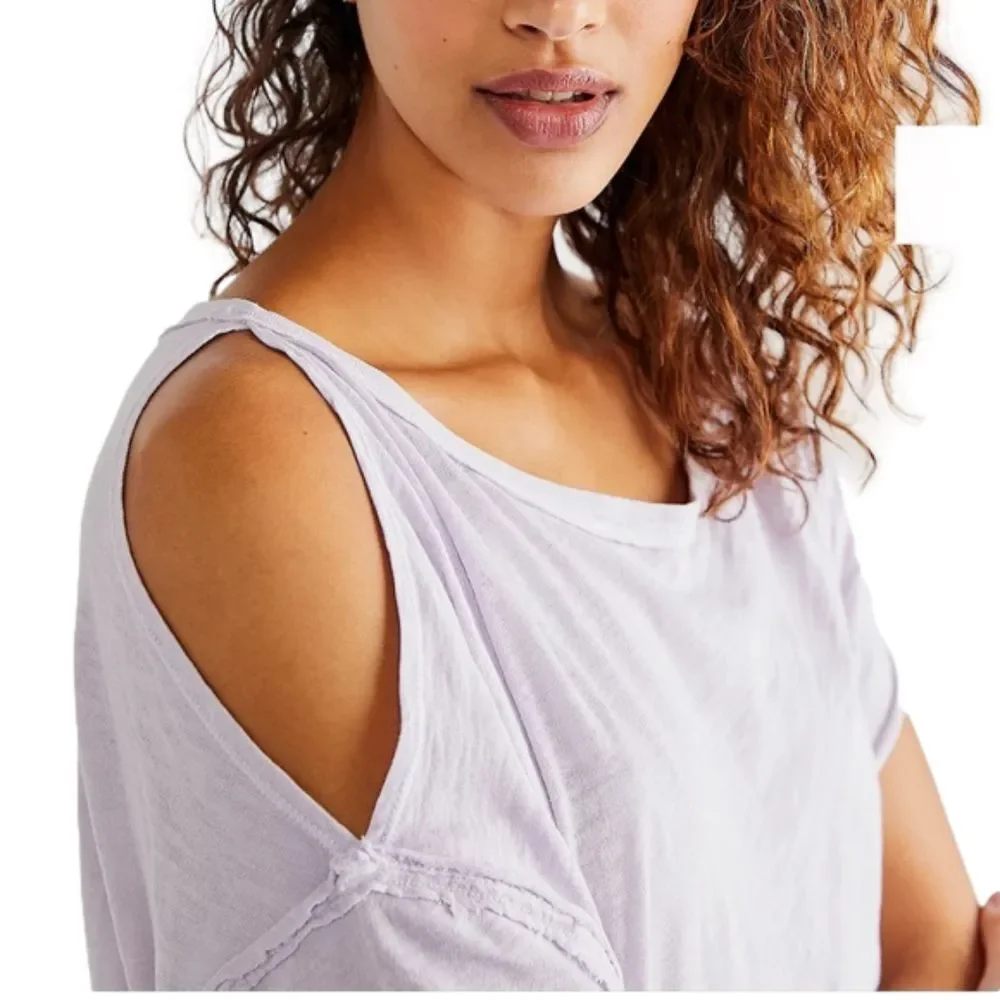 FREE‎ PEOPLE U Fancy Cold-Shoulder Tee, Size XSMALL